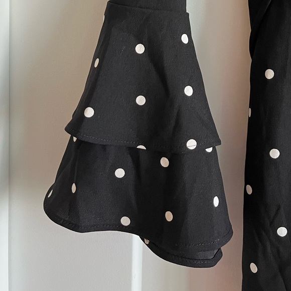 Loft Petite Bell-sleeve Polka Dot Dress - Picture 2 of 4